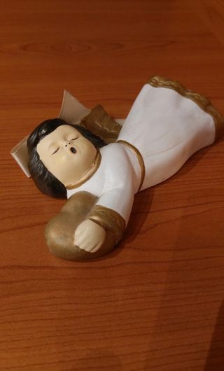 Angelo in ceramica bianco e oro