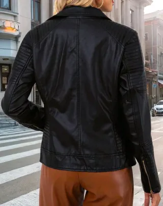 Chaqueta Motera Mujer Negra