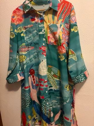 Camisa Verano Estampado Peces XXL