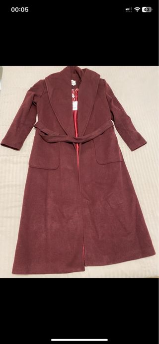 Cappotto lungo/giacca bordeaux con cintura - Tg.46