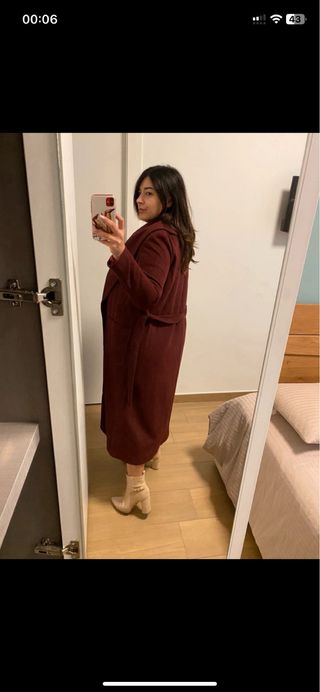 Cappotto lungo/giacca bordeaux con cintura - Tg.46