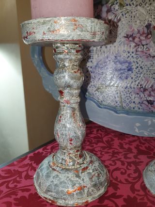 Juego 2 Candelabros Vintage Rosa