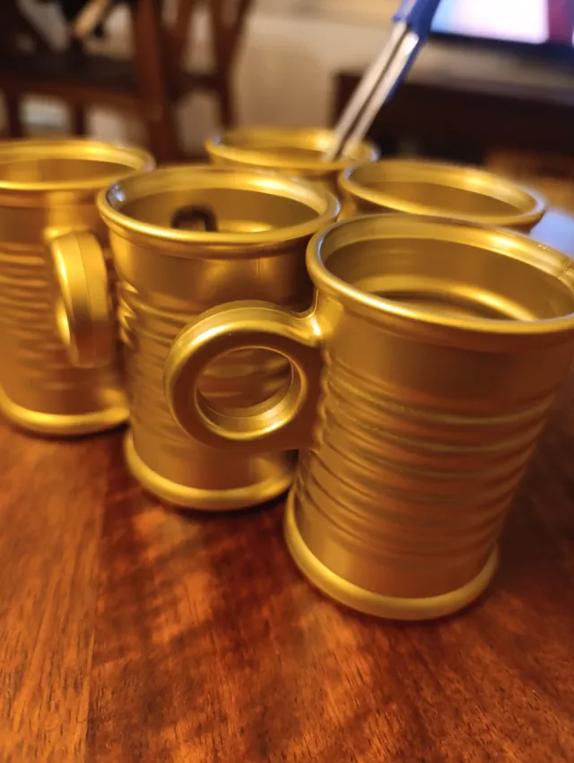 5 Tazas café vidrio templado doradas 9 cl