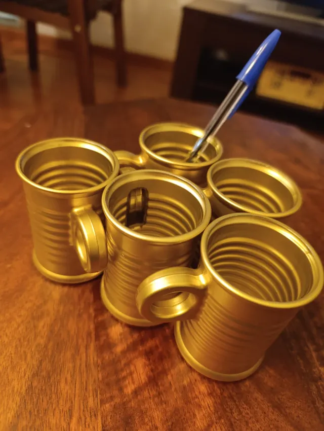 5 Tazas café vidrio templado doradas 9 cl