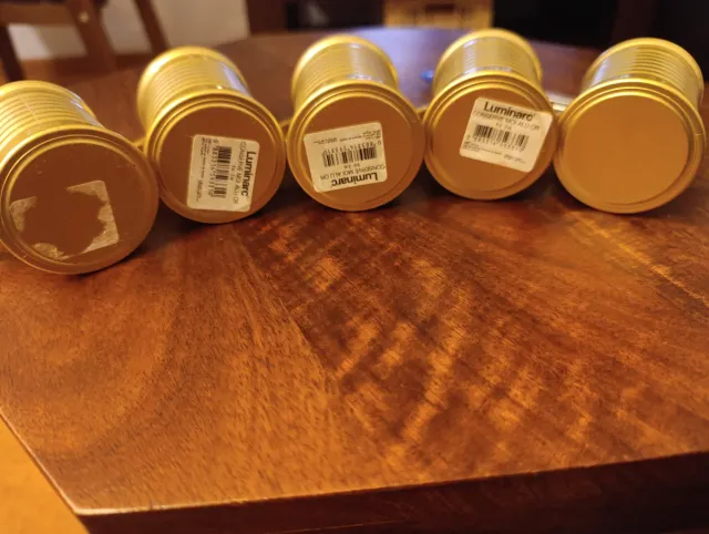 5 Tazas café vidrio templado doradas 9 cl