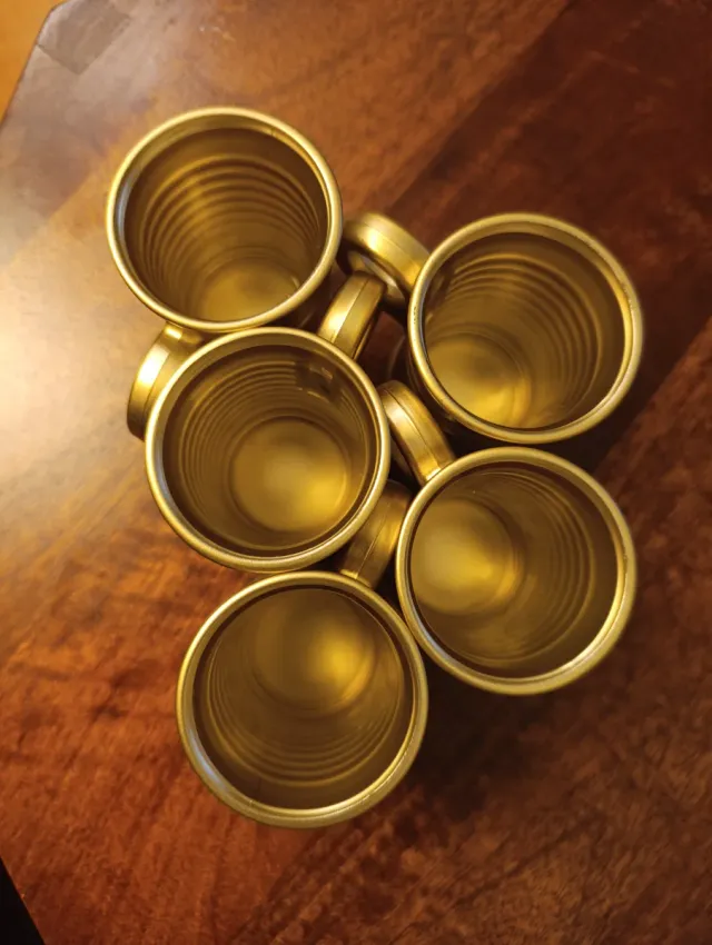 5 Tazas café vidrio templado doradas 9 cl