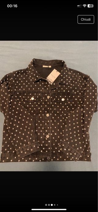 Giubbotto/giacca jeans nero con strass - 46/48