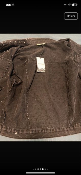 Giubbotto/giacca jeans nero con strass - 46/48