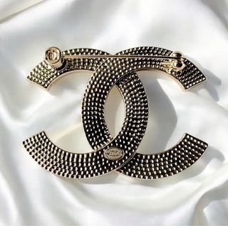 Spilla Chanel Vintage Perle e Cristalli Oro