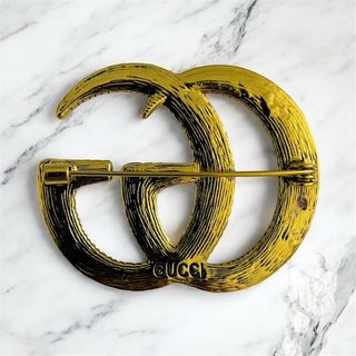 Spilla Gucci Vintage Logo Doppia G Coccodrillo Oro