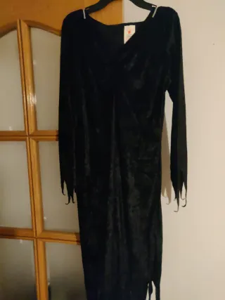 Vestido Bruja Terciopelo Negro Talla Única
