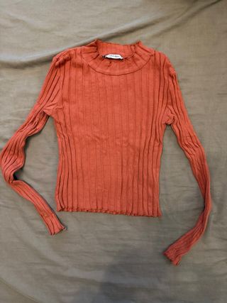 Top Zara manica lunga arancione XS