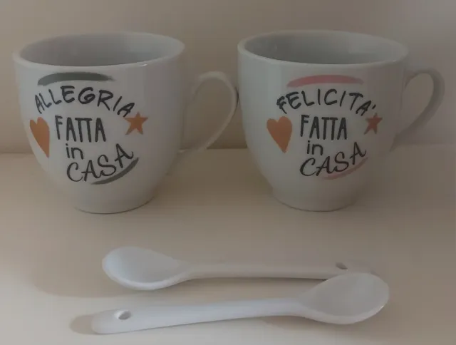 Set 2 Tazze + 2 Cucchiaini in porcellana "ETM"