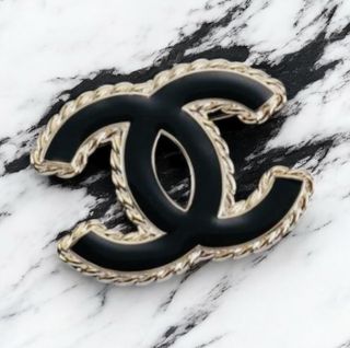 Spilla Chanel Vintage Logo CC Nero Oro