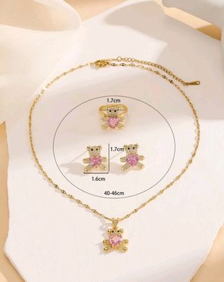 Conjunto Joyas oso corazón. CON ETIQUETA