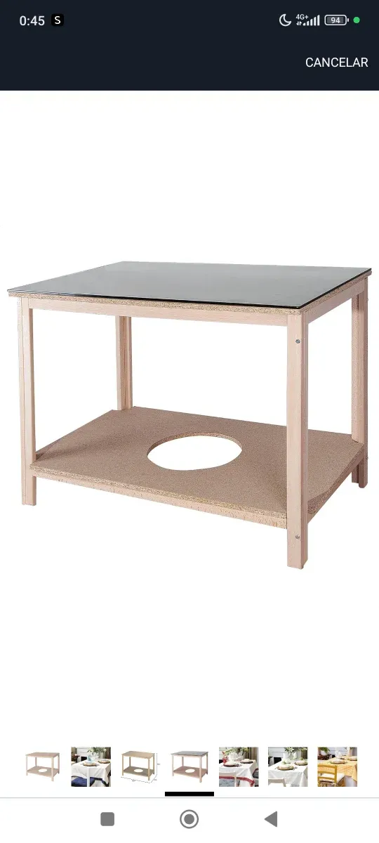 Mesa camilla rectangular+ cristal + ropa camilla