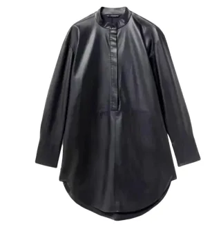 Vestido camisero polipiel negro Talla M