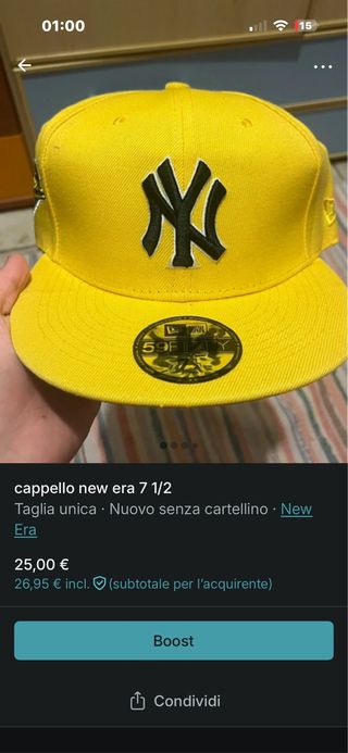 Cappello New Era Yankees 7 1/2 Giallo