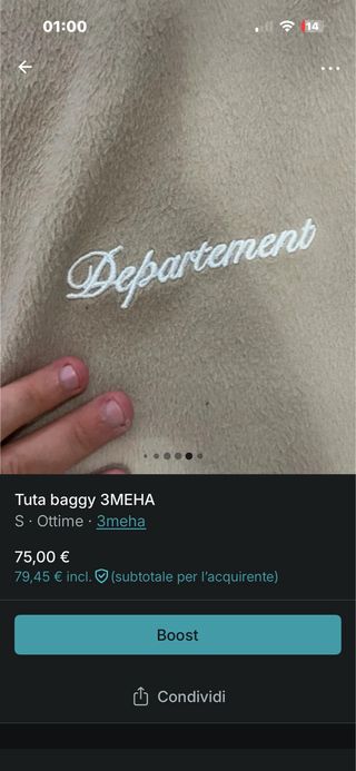 Tuta baggy 3meha made in Italy pelosa