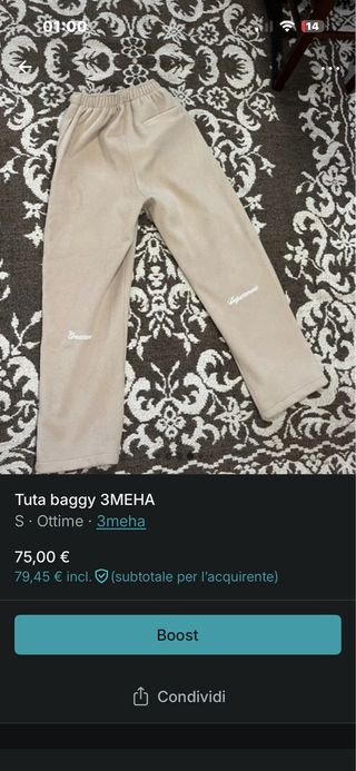 Tuta baggy 3meha made in Italy pelosa