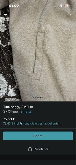 Tuta baggy 3meha made in Italy pelosa