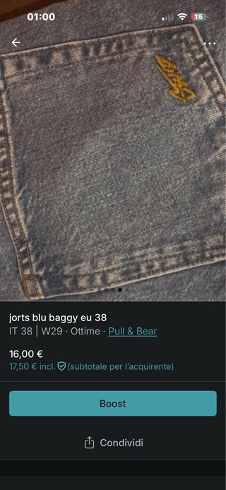 Jorts blu baggy Pull & Bear EU 38