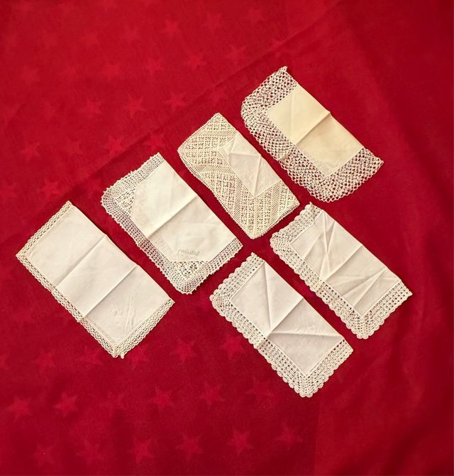 6 pañuelos mujer con puntilla ganchillo