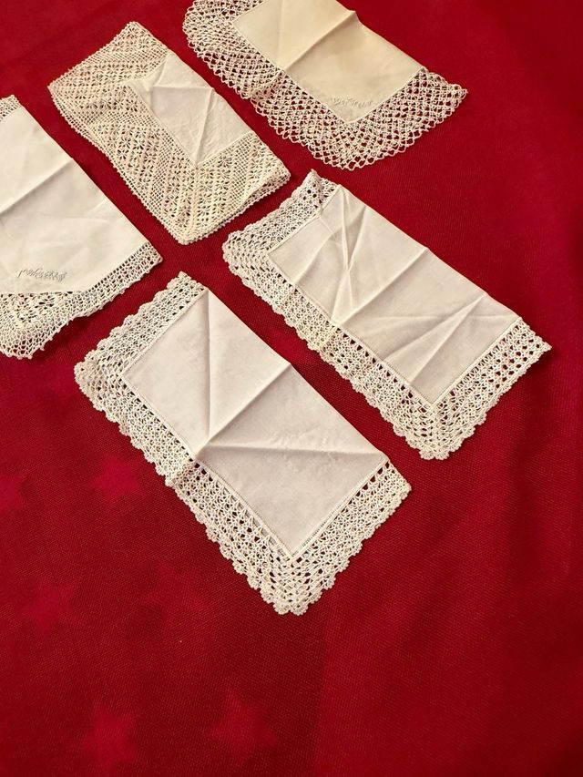 6 pañuelos mujer con puntilla ganchillo