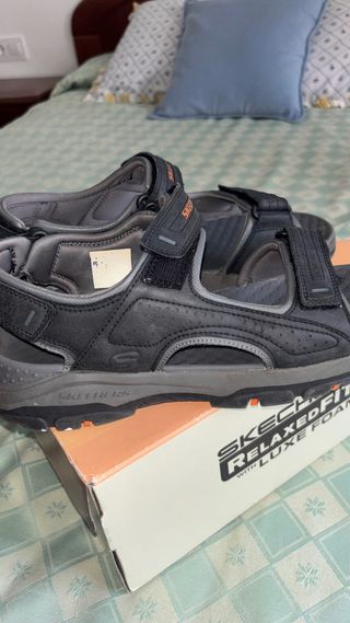 Sandalias Skechers Hombre Negro Gris