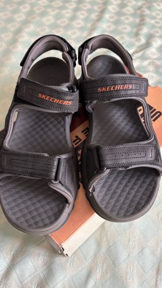 Sandalias Skechers Hombre Negro Gris