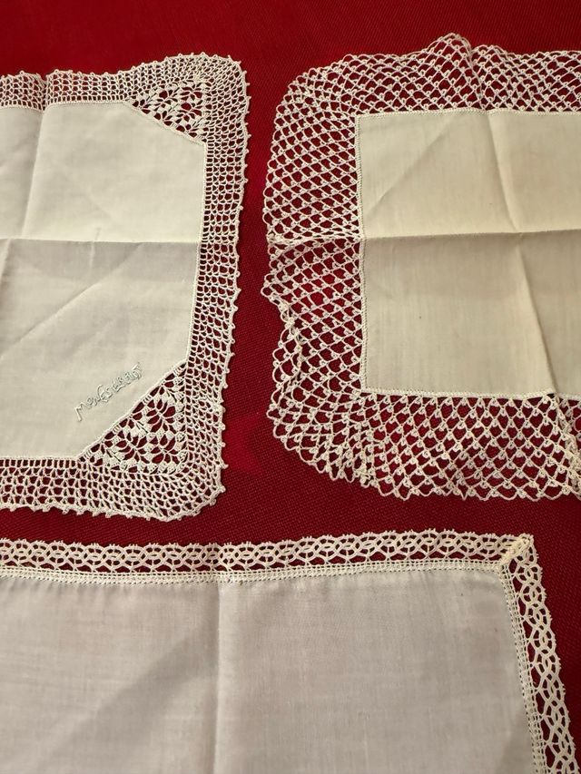 3 pañuelos mujer con puntilla ganchillo