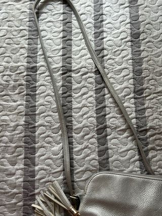 Bolso bandolera plateado con flecos