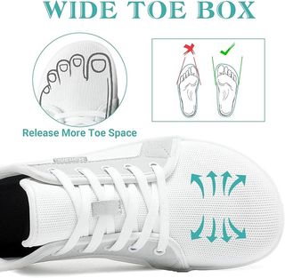 Zapatos Descalzos Unisex Punta Ancha Blancos