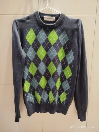 Jersey Pull&Bear Argyle Azul y Verde Talla S