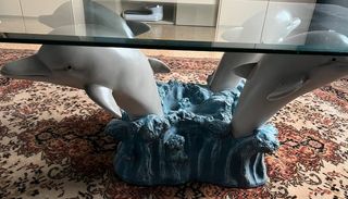 Tavolino vetro temperato delfini