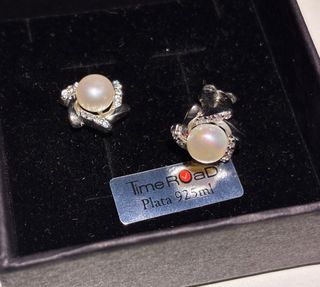 Pendientes TimeRoad Perla y Circonitas Plata 925

