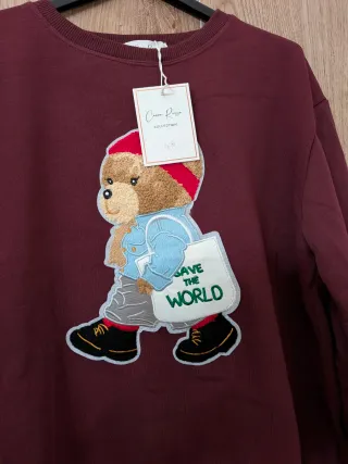 Felpa oversize orsetto Save the World