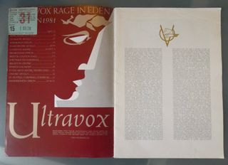 Programa y Entrada ULTRAVOX Tour RAGE IN EDEN 1981
