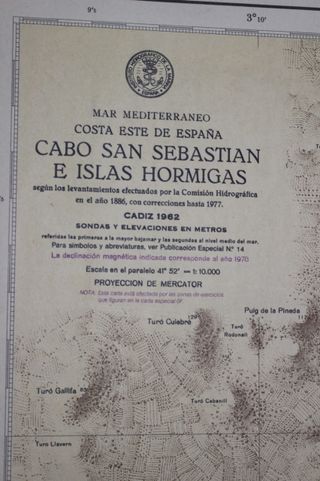 Carta de navegación Cabo San Sebastián e Islas Hormigas.