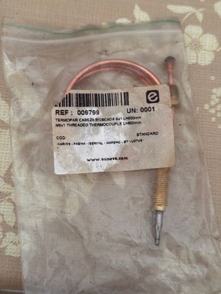 Termopar Cabeza Roscada 8x1 L=600mm