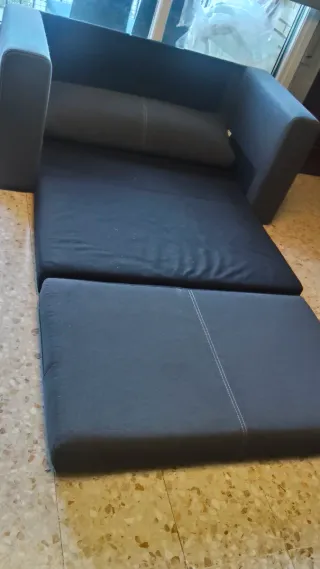 Divano letto in tessuto grigio