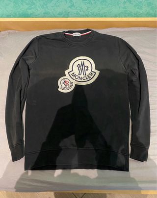 Felpa Moncler Nera Logo Doppio