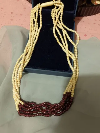 Collana perle avorio e Agata viola