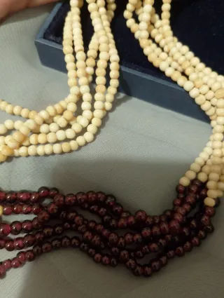 Collana perle avorio e Agata viola