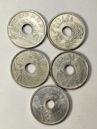 Lote 10 monedas 25 Pts Juan Carlos I 