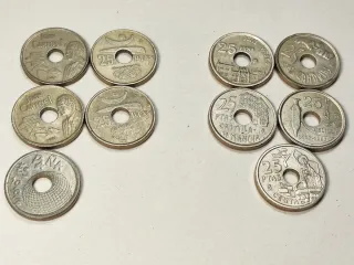 Lote 10 monedas 25 Pts Juan Carlos I 