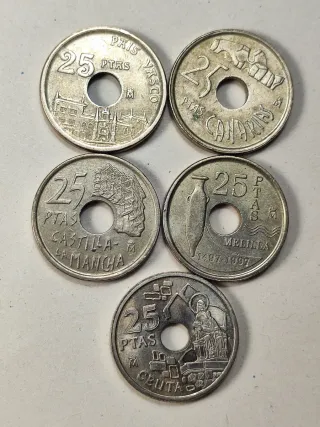 Lote 10 monedas 25 Pts Juan Carlos I 