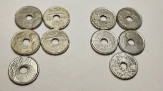 Lote 10 monedas 25 Pts Juan Carlos I 
