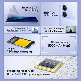 Xiaomi POCO C65 Global Version EU 8GB 256GB smartphone NFC blu gratuito, ricondizionato marchi minimali
