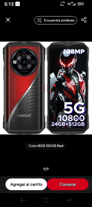 Ojo la versión 4g es mucho mas barata DOOGEE 108MP